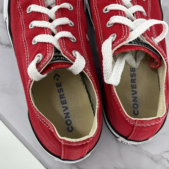 CONVERSE Chuck Taylor All Stars Red White Lows Youth 3 Retro Skater Casual Sk8 - Picture 6 of 10
